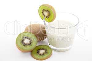 fresh delicious kiwi yoghurt shake cream isolated