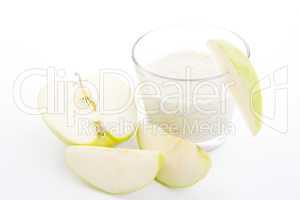 fresh green apple yoghurt shake isolated