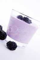 fresh tasty blackberry yoghurt shake dessert isolated