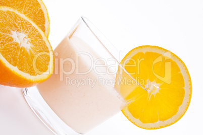 fresh tasty orange yoghurt shake dessert isolated