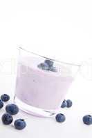 tasty fresh blueberry yoghurt shake dessert isolated