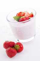 fresh deliscious strwaberry yoghurt shake cream isolated