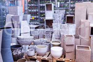 Glazed and unglazed ceramic flower pots