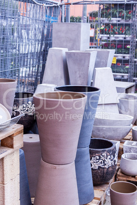 Glazed and unglazed ceramic flower pots