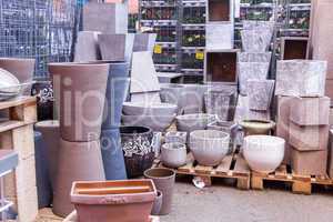 Glazed and unglazed ceramic flower pots