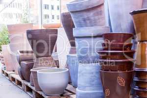 Glazed and unglazed ceramic flower pots