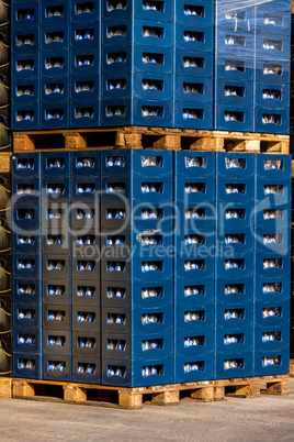 Stacks of beverage bottle crates