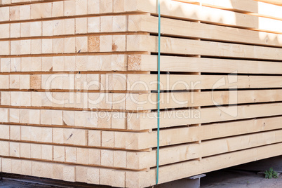Wooden panels stored inside a warehouse