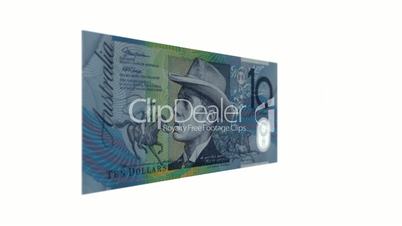 Ten Australian Dollar Bill Rotating