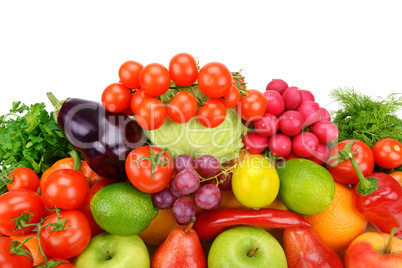 set of fruits and vegetables isolated on white background