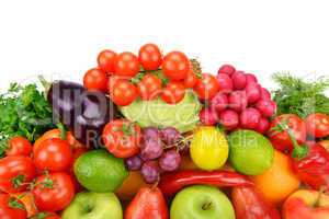 set of fruits and vegetables isolated on white background