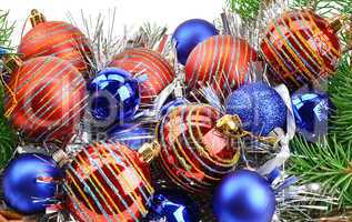 Christmas decorations and spruce twigs