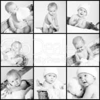 cute little baby monochrome collage