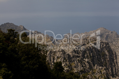 beautiful landscape panorama with mountain and mediterranean sea