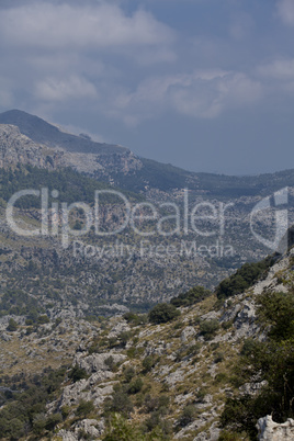 beautiful landscape panorama with mountain and mediterranean sea