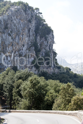 beautiful landscape panorama with mountain and mediterranean sea