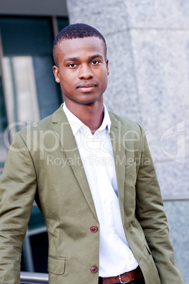 young successful african business man outdoor in summer