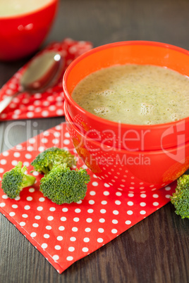 Bowl of chili pepper and broccoli soup