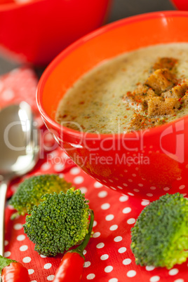 Bowl of chili pepper and broccoli soup