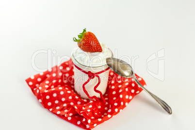 Fresh strawberries with healthy yogurt