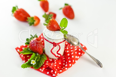 Fresh strawberries with healthy yogurt