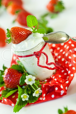 Fresh strawberries with healthy yogurt