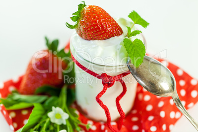 Fresh strawberries with healthy yogurt