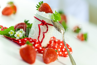 Fresh strawberries with healthy yogurt