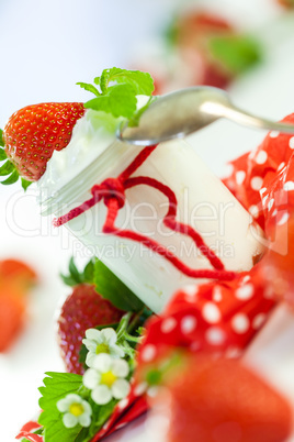 Fresh strawberries with healthy yogurt