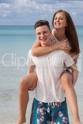 smiling young couple having fun in summer holiday