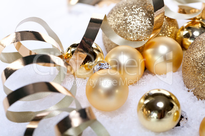 festive golden christmas decoration isolated