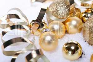 festive golden christmas decoration isolated