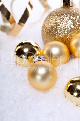 festive golden christmas decoration isolated