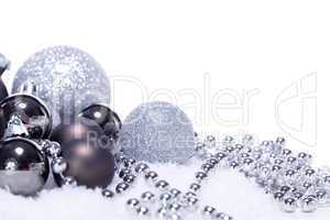glitter silver christmas baubles decoration holidays isolated