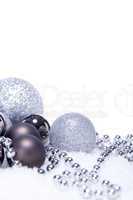 glitter silver christmas baubles decoration holidays isolated