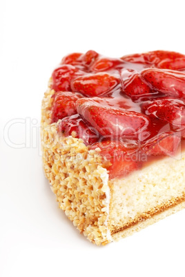 tasty strawberry cake isolated on white background