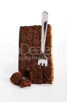 piece of tasty chocolate cake isolated