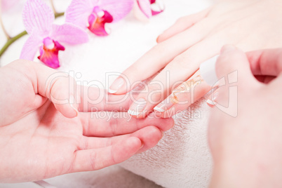 manicure making in beauty spa salon