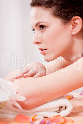 young attractive smilig woman doing wellness spa