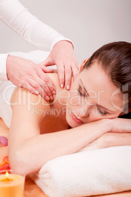 young attractive smilig woman doing wellness spa