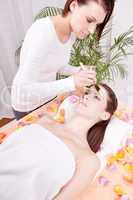 woman face with beauty treatment cosmetic spa