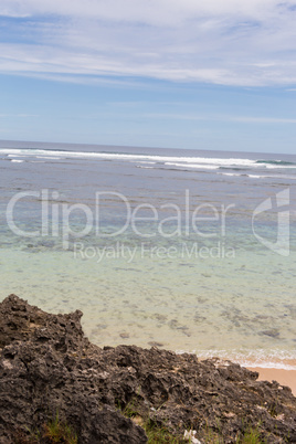 Beautiful tropical beach with lush vegetation