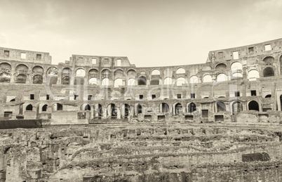 Interior architecture of Colosseum ruins, Rome - Italy