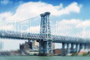 Blurred fast moving picture of Manhattan Bridge - New York City