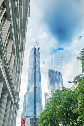 NEW YORK - JUNE 11: Lower mahattan and One World Trade Center or