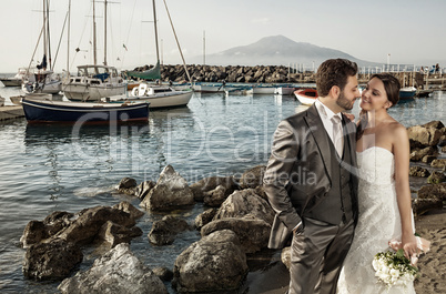 Married couple near the sea