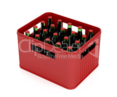 Crate full with beer bottles