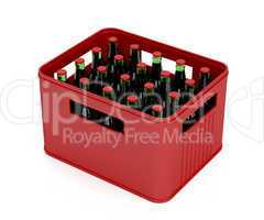 Crate full with beer bottles