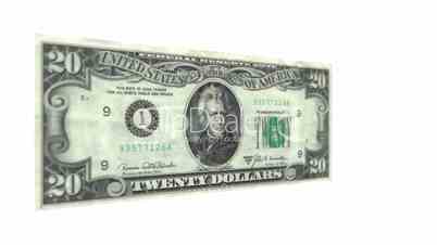 Twenty American Dollar Bill Rotating