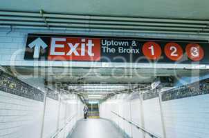 Exit sign in New York City subway